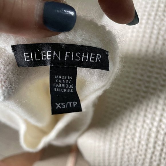Eileen Fisher Women's Sweater Crew Neck Dropped Shoulders Pullover Cream X-Small - Picture 9 of 9
